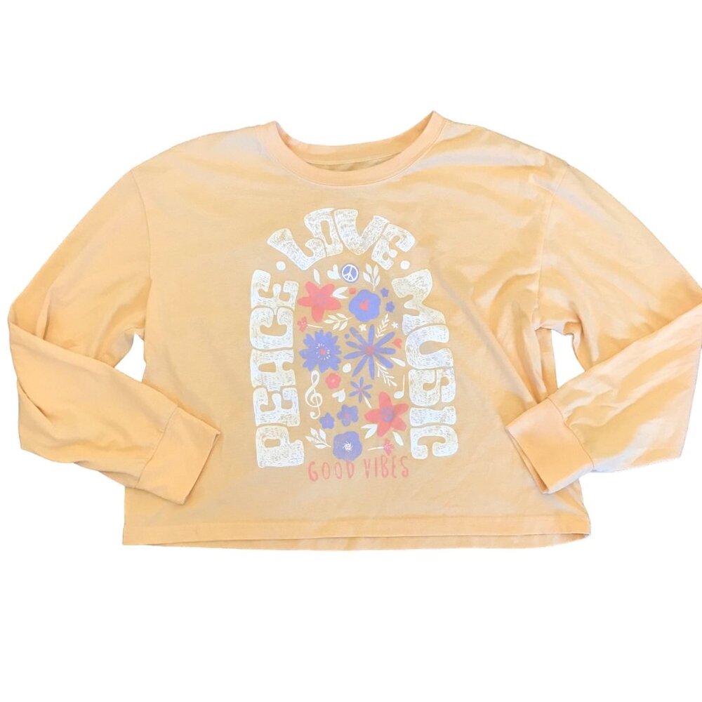 Weekend Soul Women's Peace Love‎ Music Good Vibes Long-Sleeve T-Shirt Size L